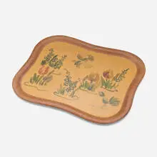 Tapio Wirkkala, Tray, 1953, plastic-coated molded mahogany plywood with birch inlay and watercolor
