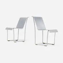 Superlight chairs, pair by Frank Gehry, 2004, brushed aluminum, sold Mar 2026
