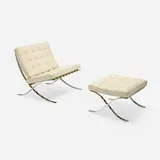 Barcelona chair and ottoman by Ludwig Mies van der Rohe, leather, chrome-plated steel, sold Mar 2026