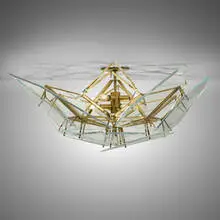 Mary Wallis, Edie ceiling lamp, model ED.08.02, 2016, brushed brass, beveled clear glass