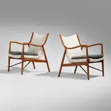 Finn Juhl, Lounge chairs model NV-45, pair