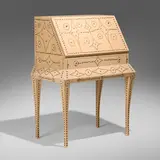 Judy Kensley McKie, Writing desk, 2004, basswood, blackened iron tacks, vinyl