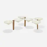 Rare plant stand by George Nelson & Associates, c. 1952, walnut, enameled metal, plastic, sold Feb 2026