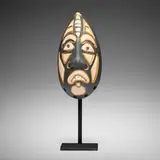 Jacque Sagan, Mask, c. 1950, enameled and gilt earthenware