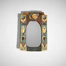 Les Argonautes, Wall mirror, c. 1960, glazed stoneware, mirrored glass