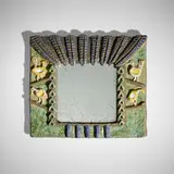 Isabelle Ferlay, Wall mirror, c. 1960, glazed stoneware, mirrored glass