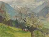 Otto Modersohn, Frühlingsmorgen am Gailenberg (Hindelang), 1933, Öl auf Leinwand, auf Hartfaser aufgezogen