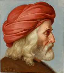 Deutsch, 1839, Mann mit rotem Turban, Öl auf Papier auf Leinwand