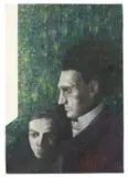 Michael Kunze, Martin Heidegger“ / „Stefan George“ / „S. George, 2005, 3 Gemälde, jeweils Öl auf Leinwand