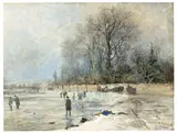 Paul Wilhelm Tubbecke, Winterlandschaft, 1888, Gouache auf Pappe