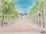 Werner Heldt, Straße im Frühling, 1952, Öl auf leinenstrukturiertem Papier