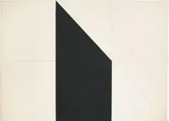Hermann Glöckner, Schwarzer aufrechter Keil, 1980, Tempera und Faltung auf Papier