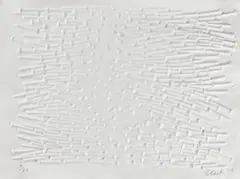 Günther Uecker, Ohne Titel (Bewegtesfeld), 2003, Prägedruck auf Velin