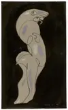 Max Ernst, Ohne Titel, 1963, Tusche, Filzstift und Pastellkreide auf grauem Papier