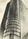Iwao Yamawaki, Ohne Titel (Glasfassade eines unbekannten Gebäudes), 1930, Vintage. Silbergelatineabzug. Agfa-Lupex-Papier