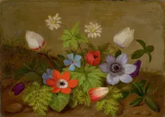 Adolf Senff, Blumenstillleben, Öl auf Holz