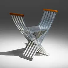 John Vesey, Classic Folding Bench, c. 1958, aluminum, stained walnut