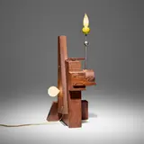 Garry Knox Bennett, Bedroom Signal lamp, 2003, claro walnut, painted wood, nickel-plated brass, copper, glass