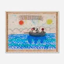 Roy De Forest, Untitled, 1983, pastel on paper in artist-made frame