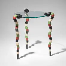 Judy Kensley McKie, Snake table, 1988, glass, painted wood