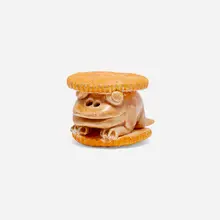 David Gilhooly, Peanut Butter Frog on a Ritz, 1989, glazed earthenware