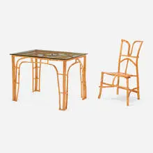 Jonah Meyer, Table and chair, 1997, wood, glass