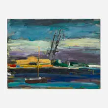 Terry St. John, 5th Ave. Marina, Oakland, 1988, oil on panel