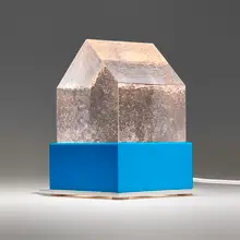 House Lamp by John Lewis, 2018, cast glass, aluminum, painted wood, sold Mar 2025