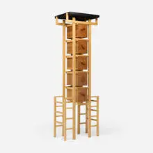 Chest of drawers by Jo Roessler, c. 1997, maple, cherry, vermillion, sold Aug 2025