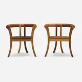 Rupert Senior and Charles Wheeler-Carmichael, Lilliput chairs, pair, 1993, sycamore, wenge, oak, ash, walnut, yew, cherry