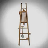 Tommy Simpson, Ambidextrous Ladder, c. 1997, carved oak, painted steel, acrylic, beech, painted wood, rosewood, horsehair, steel wire