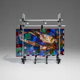 Roger Thomas, Heisenberg's Icarus, 1997, fused glass, crackle-lacquered aluminum, aluminum