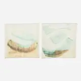 Plates, set of two by Toshiko Takaezu, c. 1975, glazed porcelain, sold Aug 2025