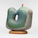 Yoshiro Ikeda, Untitled, c. 1985, glazed stoneware, wood
