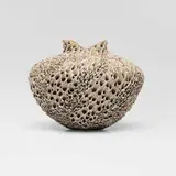 Anne Goldman, First Snow vessel, c. 1995, carved stoneware with porcelain slip