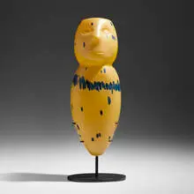 Peter Wright, Masked Mezcala, 2014, blown and carved glass, steel