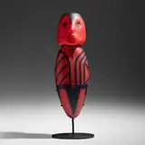 Peter Wright, Incised Mezcala, 2013, blown and carved glass, steel