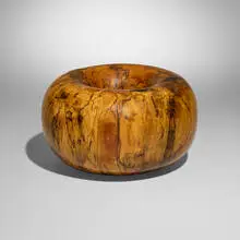 Orangewood Donut by Ed Moulthrop, c. 1990, orangewood, sold Aug 2025