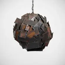 attribution Harry Balmer, Chandelier, c. 1970, torch-cut, welded and oxidized steel