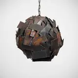 attribution Harry Balmer, Chandelier, c. 1970, torch-cut, welded and oxidized steel
