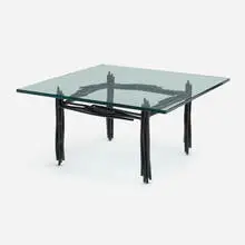 Howard Meister, Coffee table, 1990, lacquered steel, glass