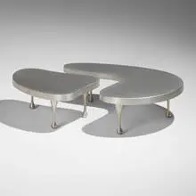 Frederick John Kiesler, Nesting coffee tables, set of two, cast aluminum