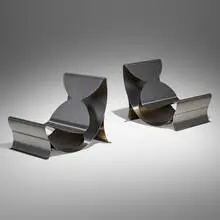 Maria Pergay, Lounge chairs, pair, c. 1970, stainless steel