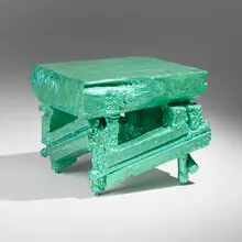Chris Schanck, Occasional table from the Alufoil series, 2014, polystyrene, aluminum foil, resin
