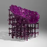 Chris Schanck, Shell Chair from the Alufoil series, 2017, steel, polystyrene, polyurea, aluminum foil, resin