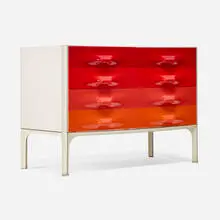 Raymond Loewy, DF 2000 cabinet, c. 1969, laminated wood, enameled aluminum, molded acrylic