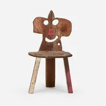 Folk #2 by Serban Ionescu, 2018, reclaimed and painted wood, steel, enameled steel, sold Feb 2026