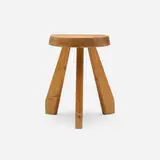 Stool from Les Arcs, Savoie by Charlotte Perriand, c. 1962, pine, sold Feb 2026