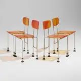 Gaetano Pesce, 543 Broadway chairs, set of four, 1993, resin, chrome-plated steel, rubber