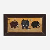 Richard Blow, Untitled (Three Elephants), 1963, hand-cut hardstone inlay
